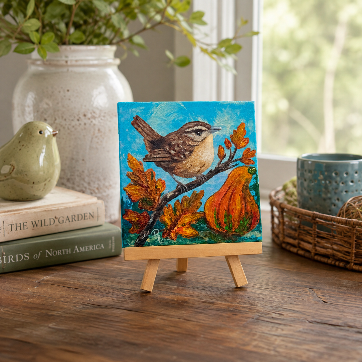 Autumn Wren Acrylic Painting
