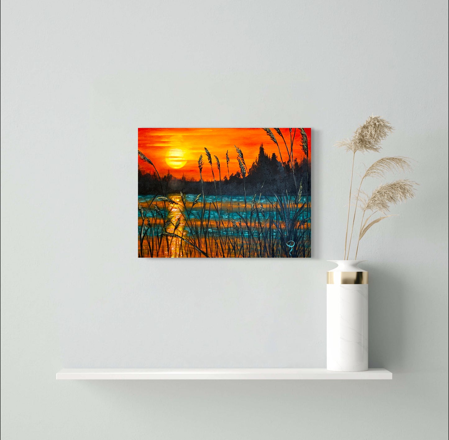 Sunset Silhouette Acrylic Painting