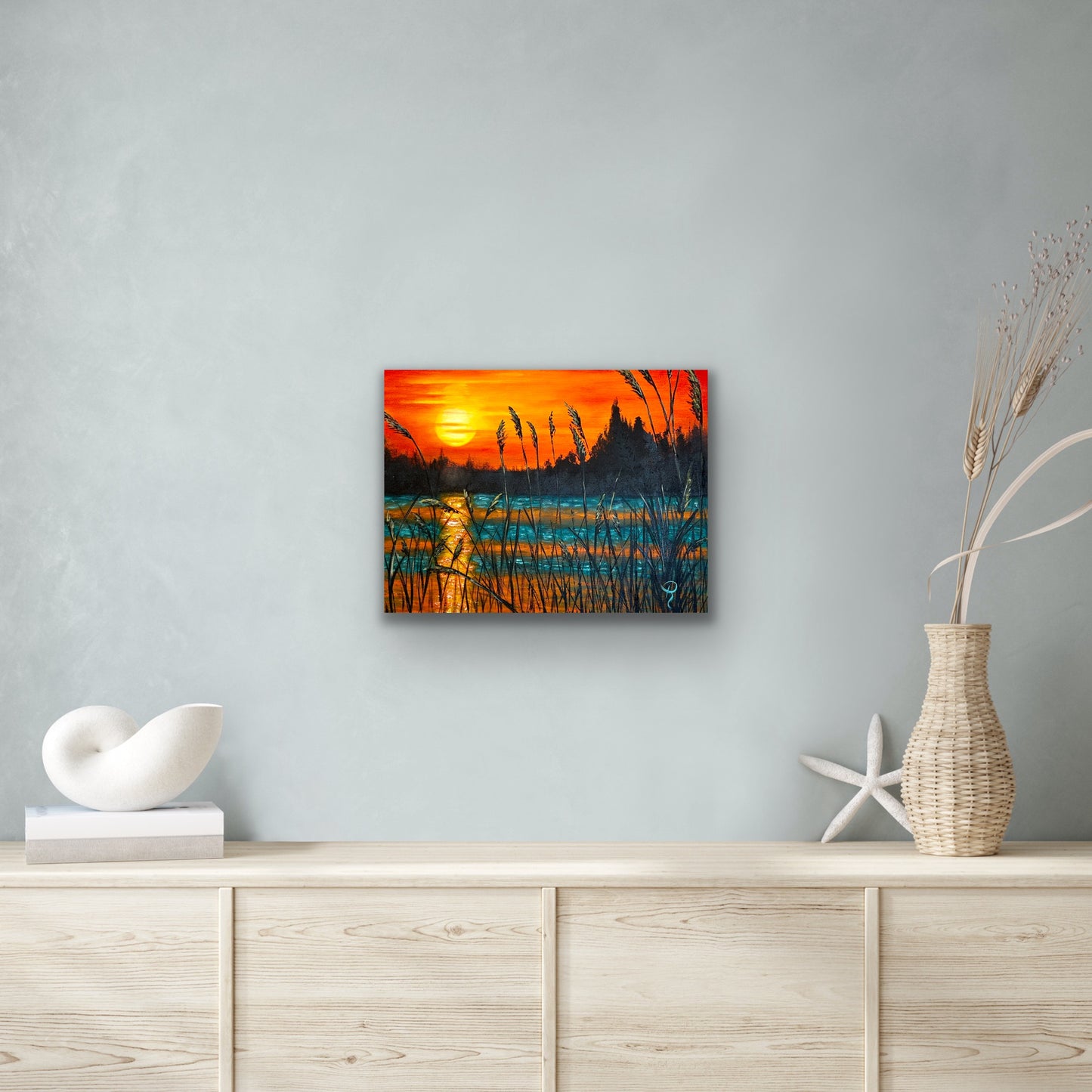 Sunset Silhouette Acrylic Painting