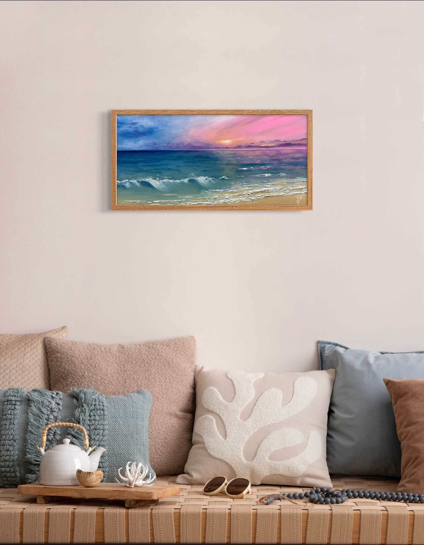 Pink Sunset Oil Painting