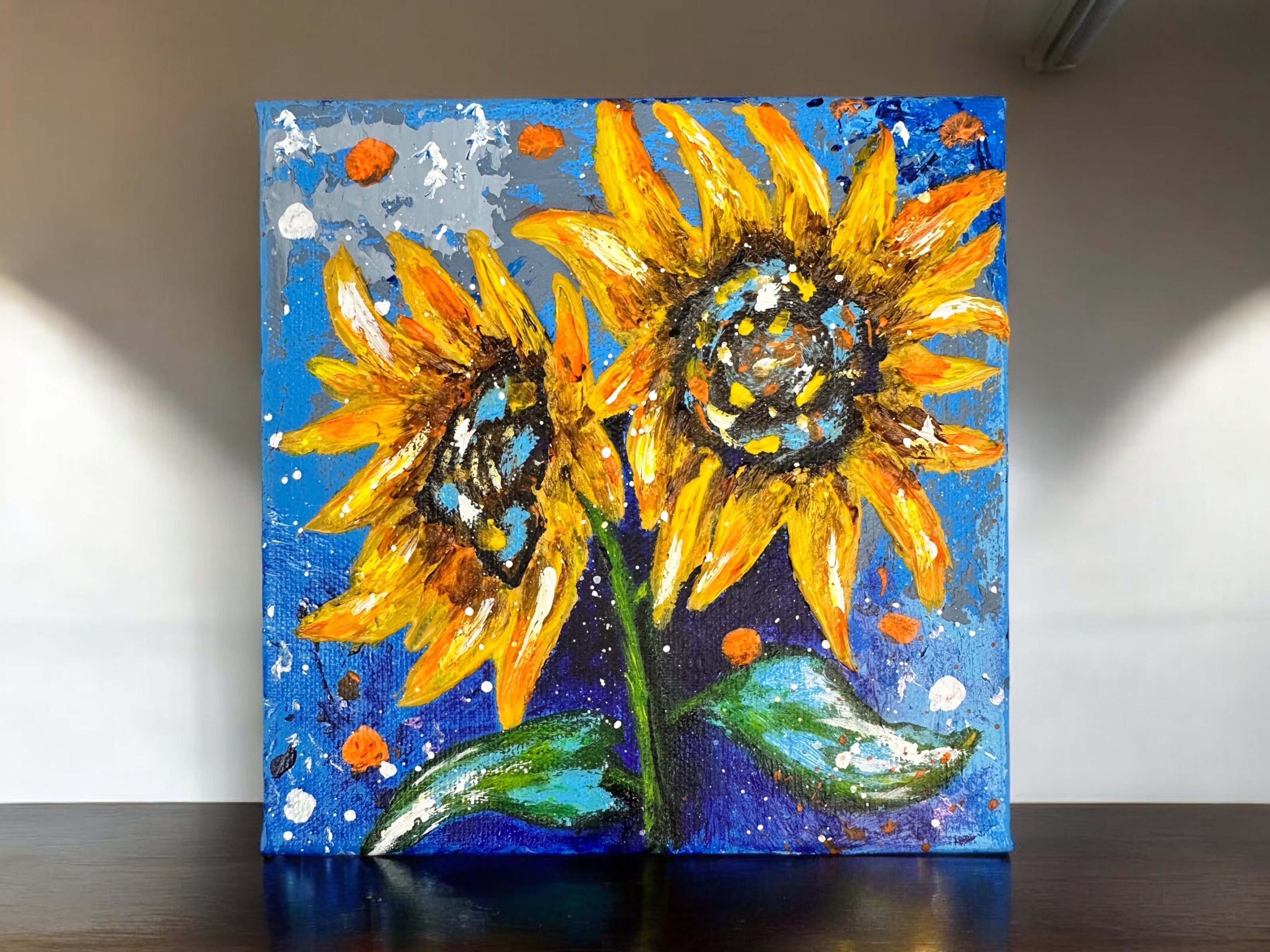 Original 6x6 inch acrylic handpainted sunflower popular painting on canvas