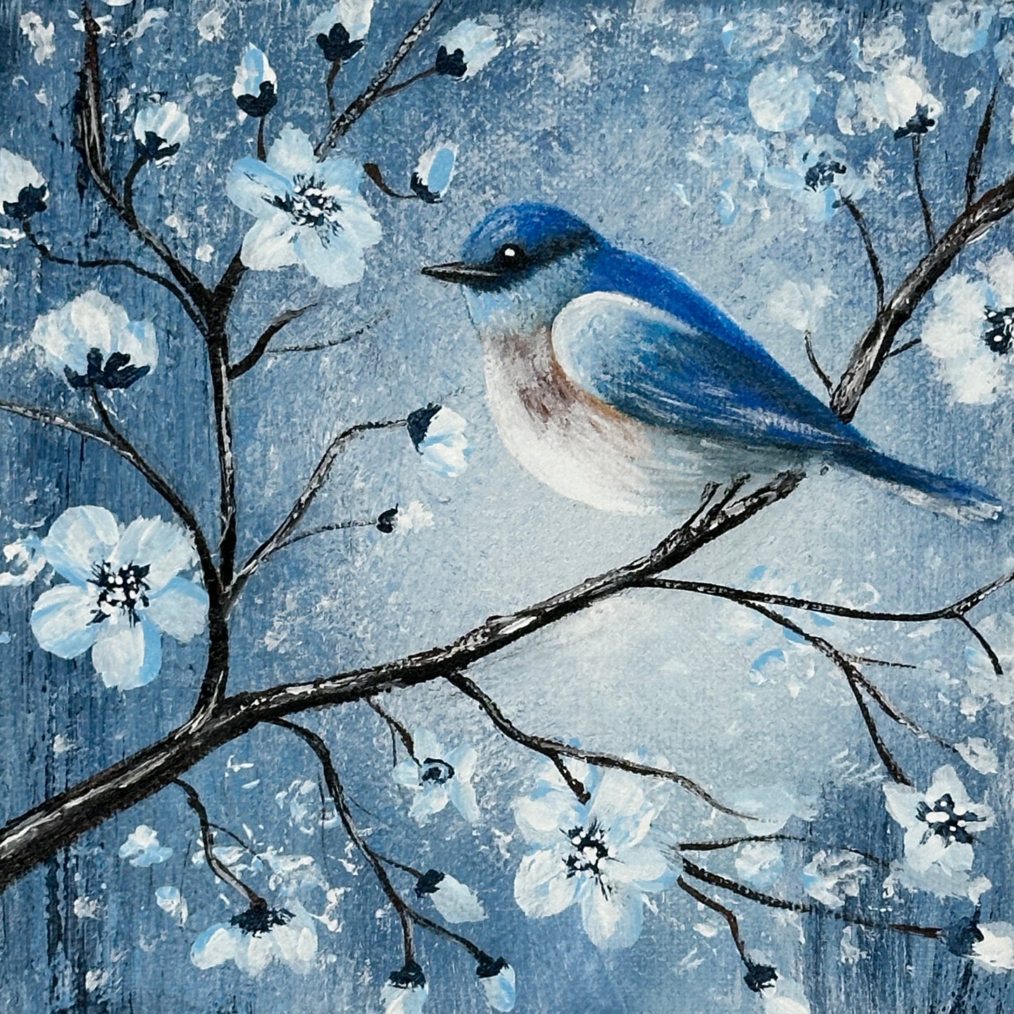 Bluebird Blossom Acrylic Painting