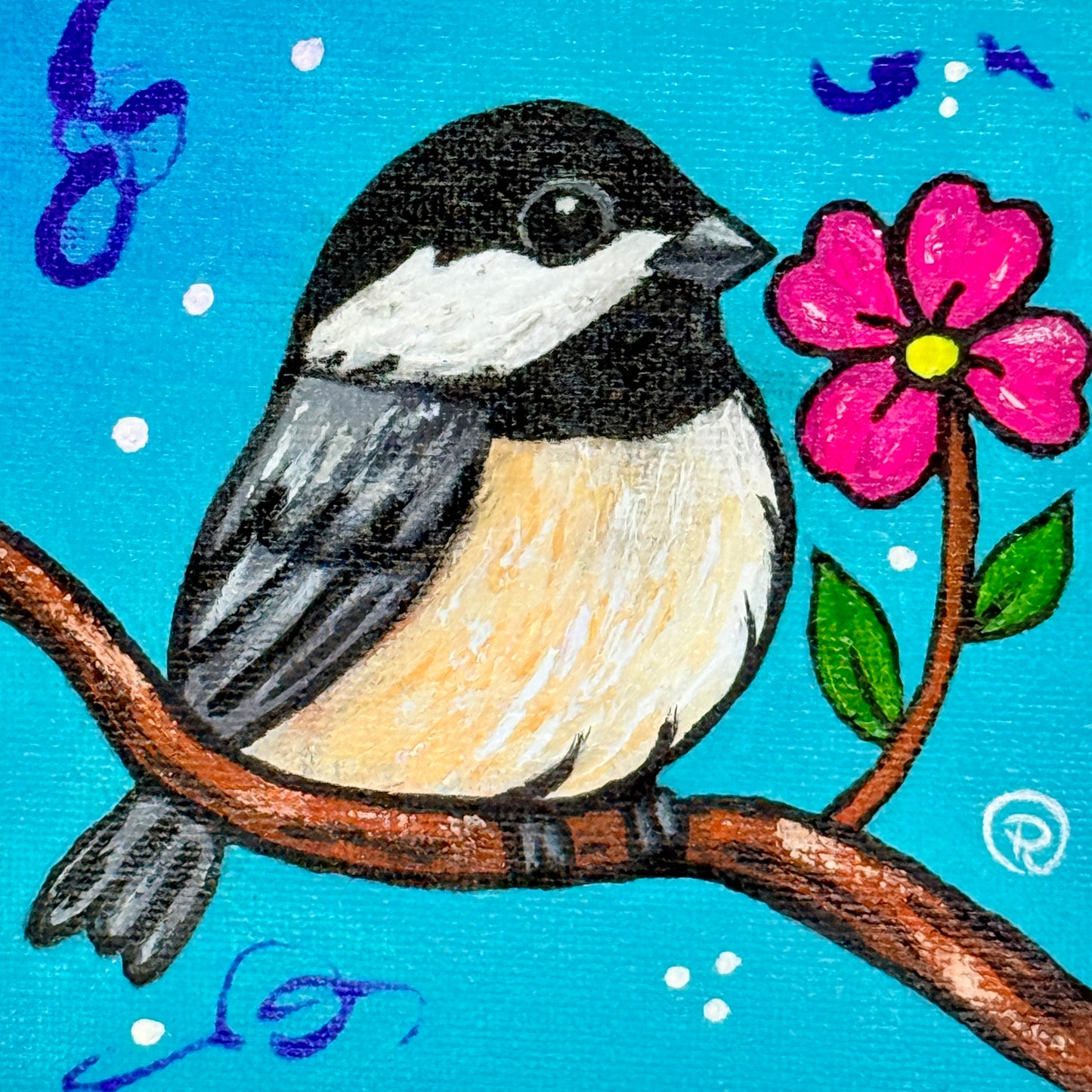 Curious Chickadee Acrylic Painting
