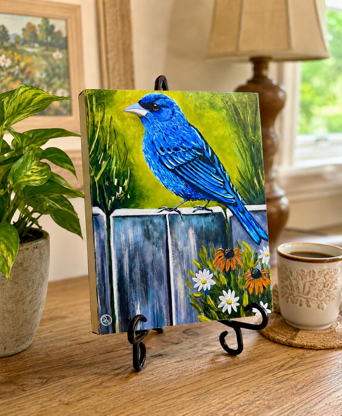 Indigo Charm Art Print on Cradled Wood Panel