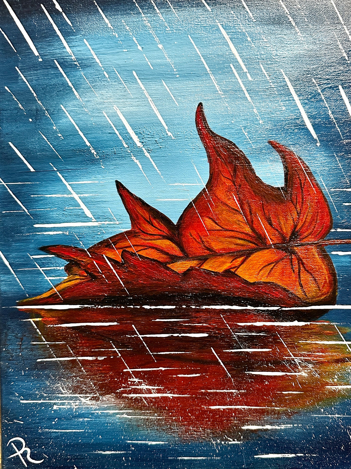 Wind Dancer Fallen Leaf Acrylic Painting