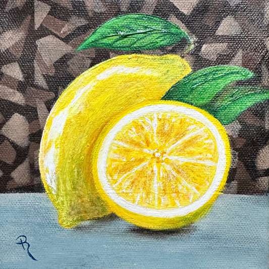 Lemon Lattice Acrylic Painting