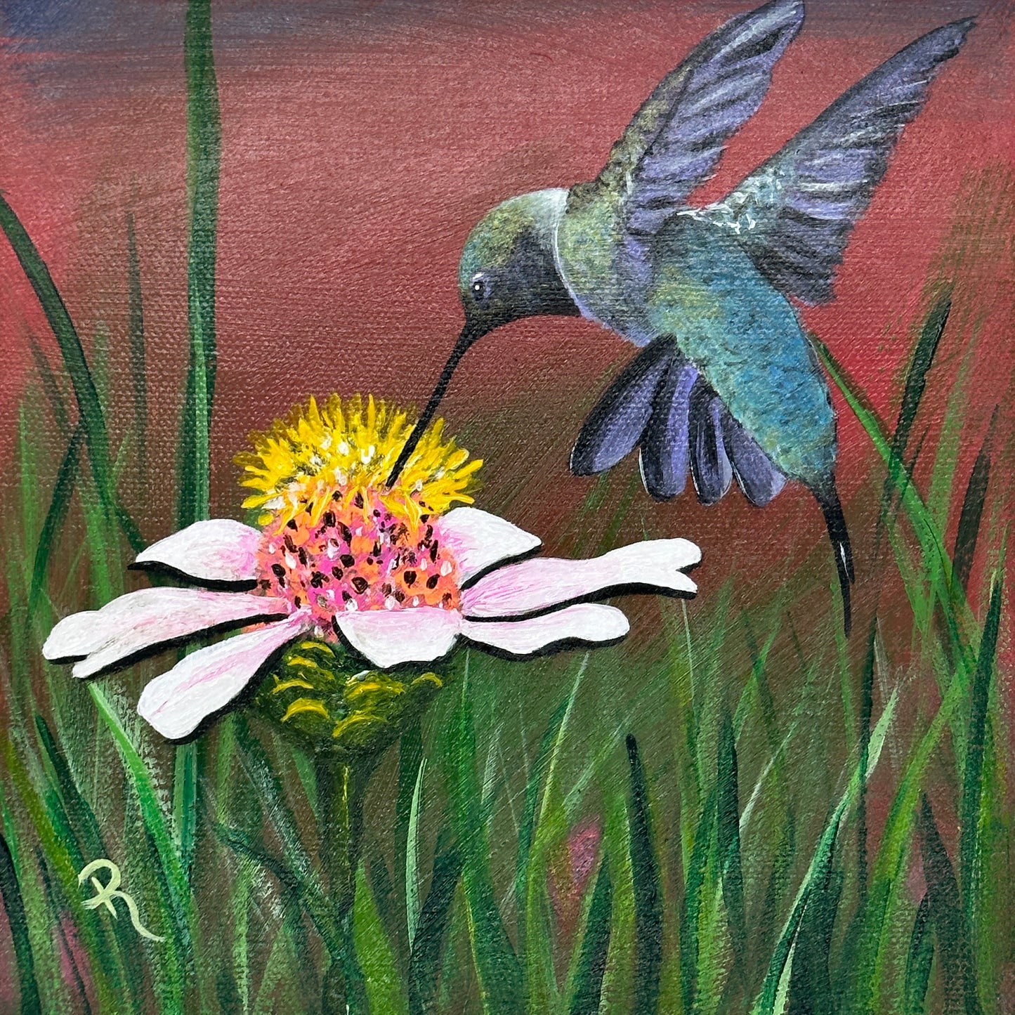 Hungry Hummer Acrylic Painting