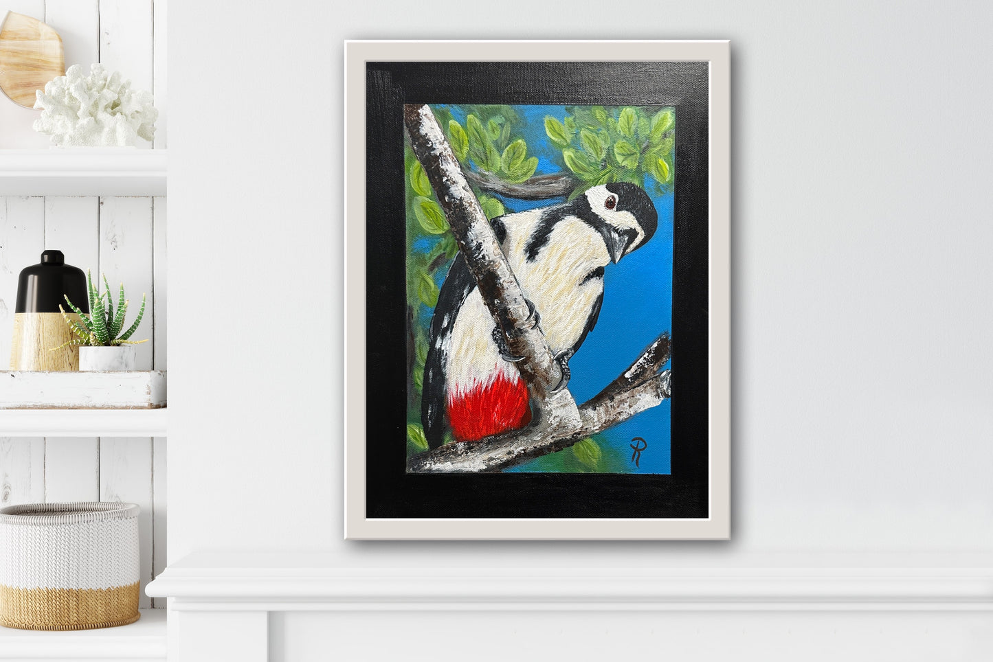 The Great Spotted Female Woodpecker Acrylic Painting