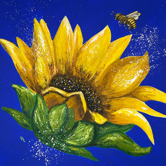 Sunflower's Bee Ballet Acrylic Painting