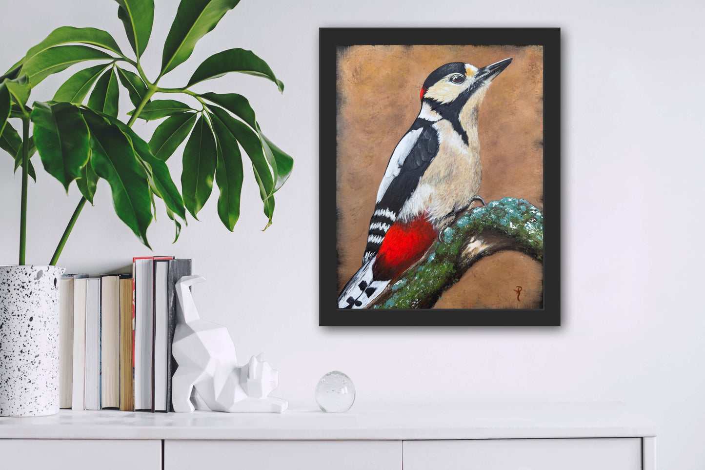 The Great Spotted Male Woodpecker Acrylic Painting