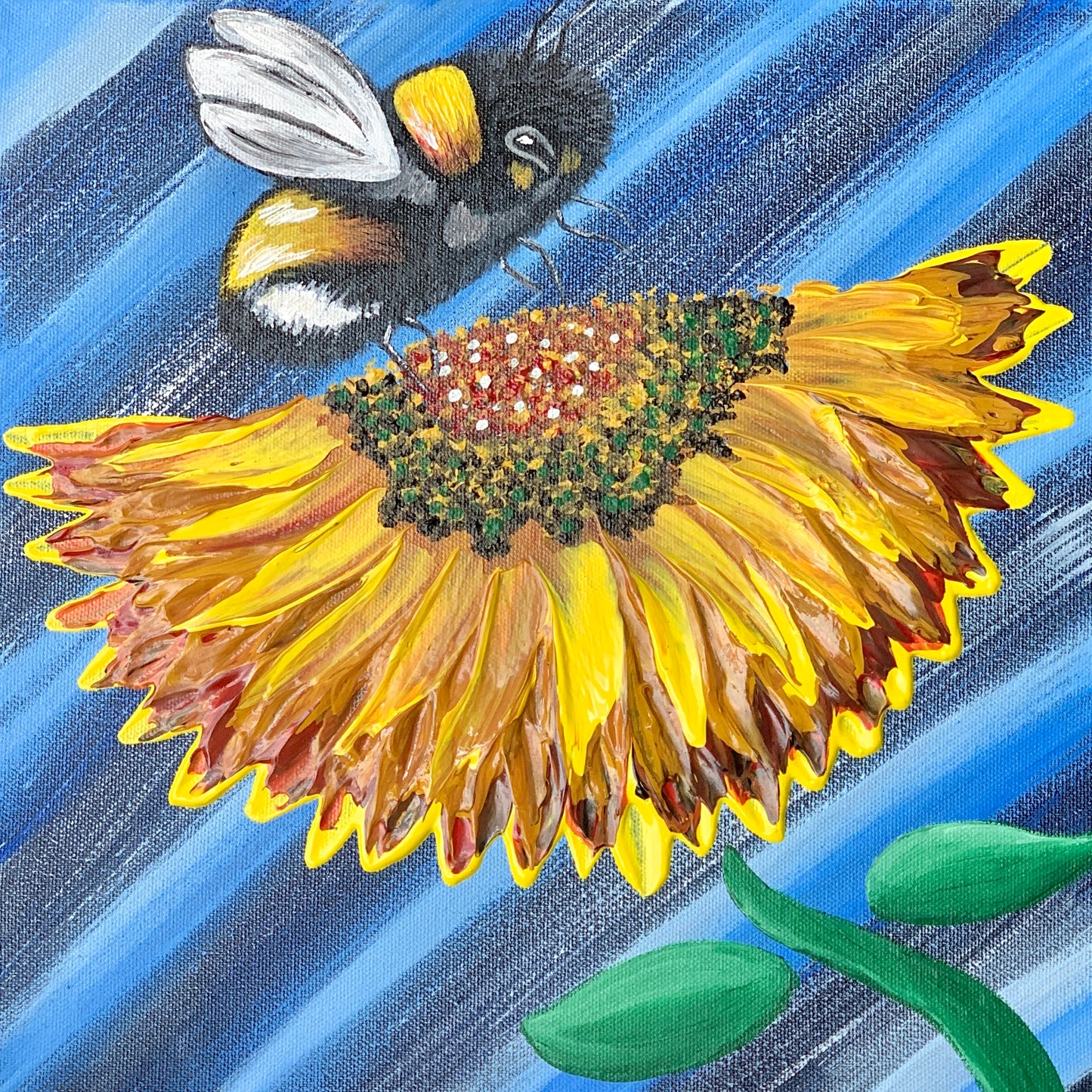 Bee-Utiful Sunflower Acrylic Painting