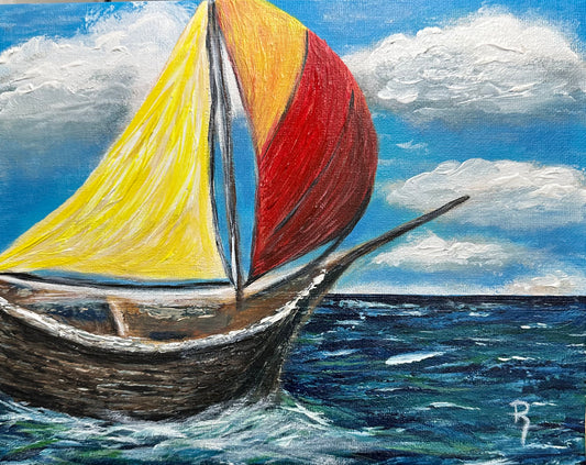 Sailing Through Fury Acrylic Painting