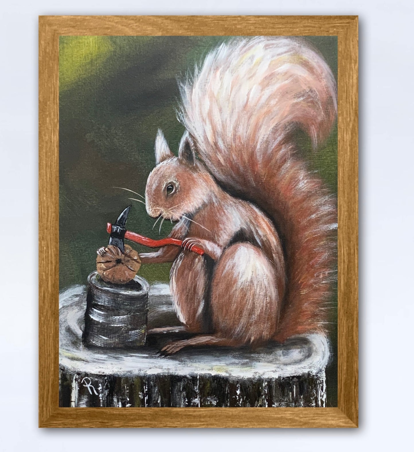 Desperate Squirrel Acrylic Painting