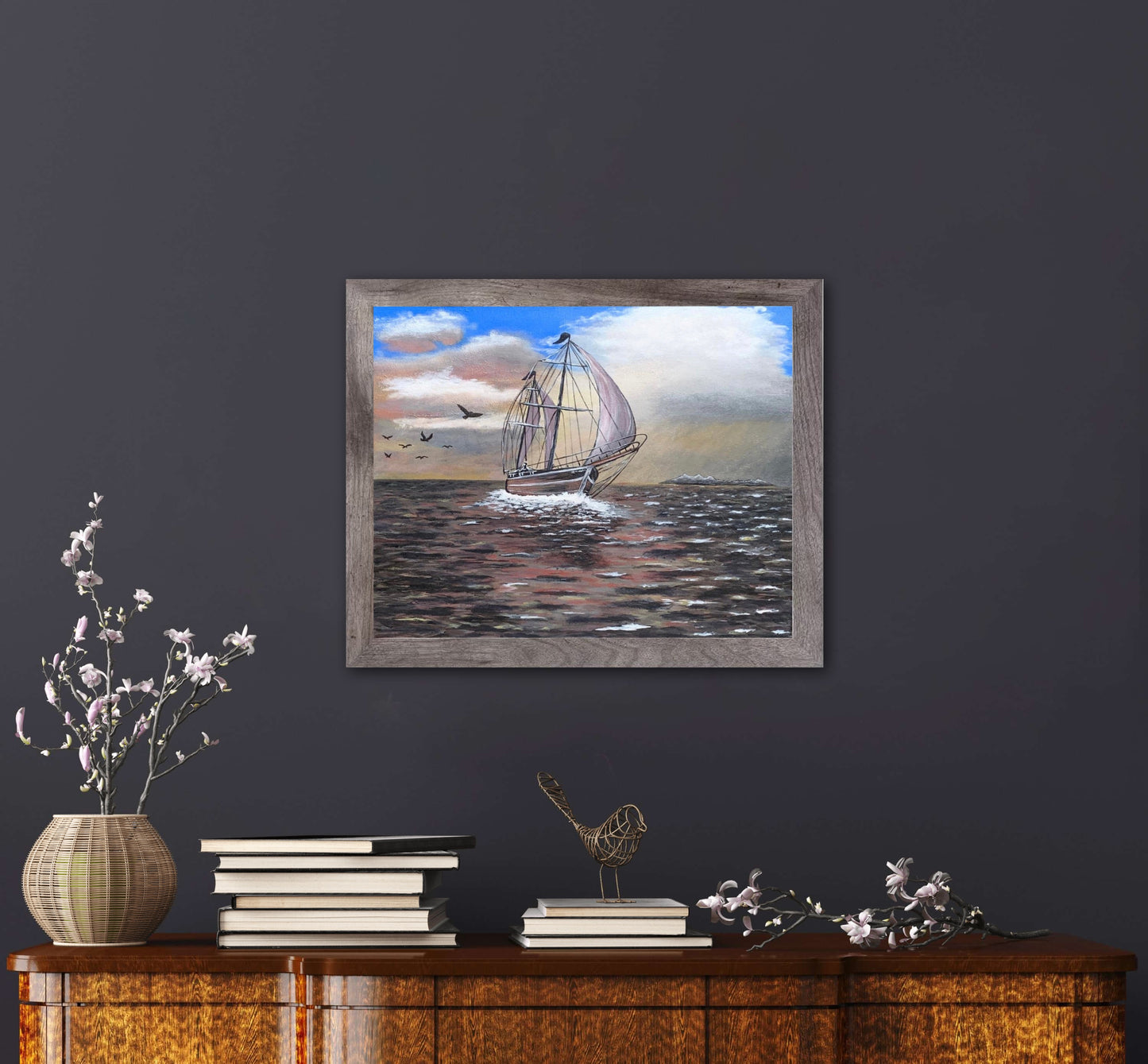 Sailboat in a Storm Acrylic Painting