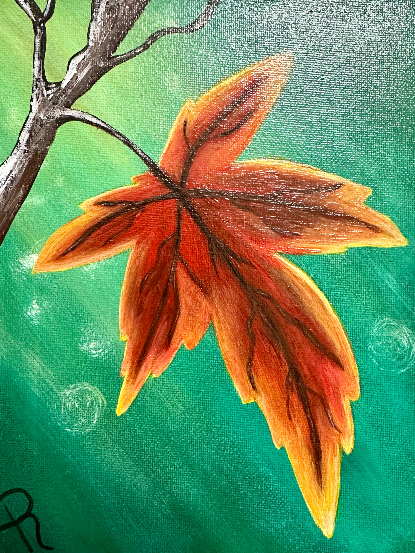 Single Fall Leaf Acrylic Painting