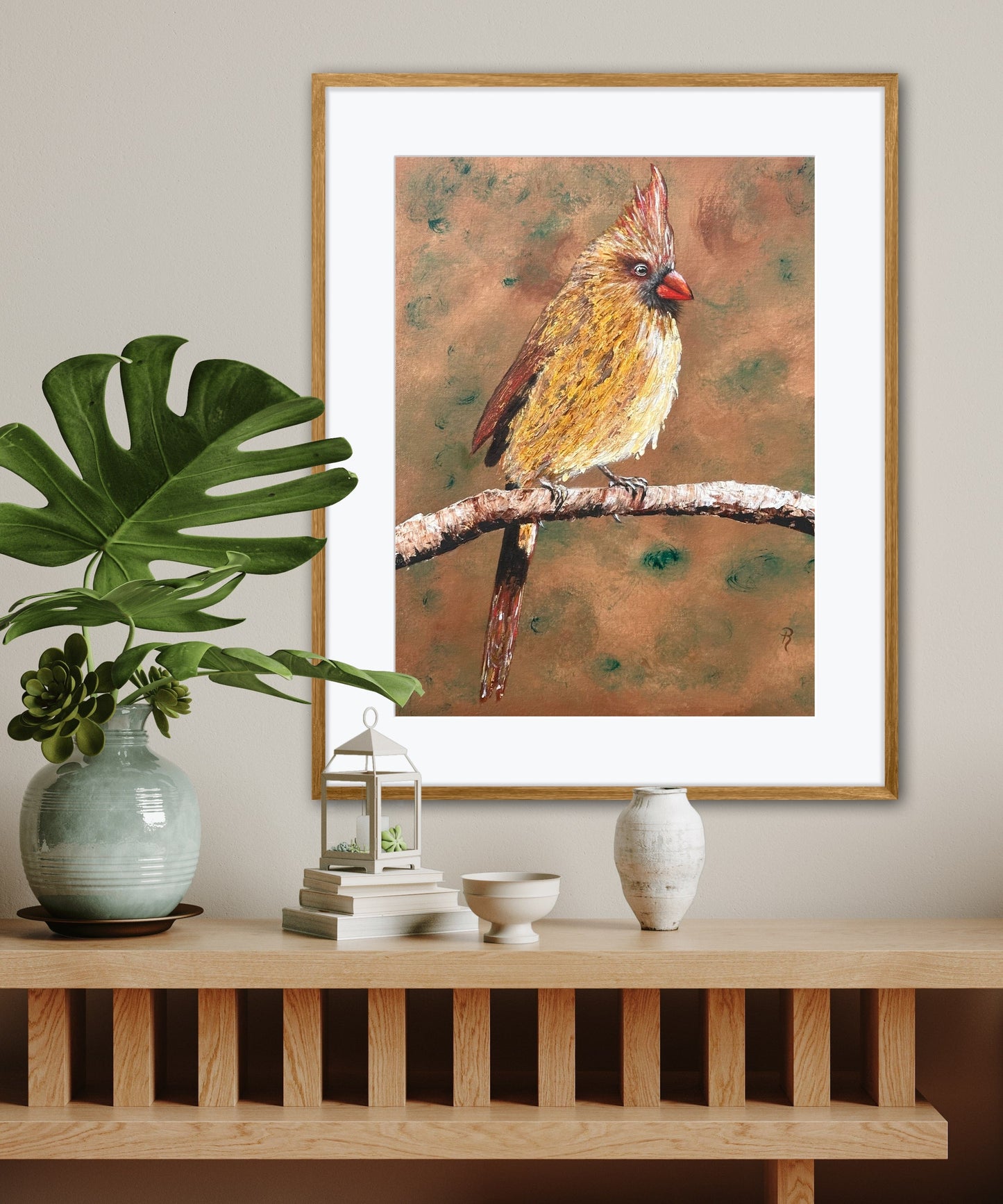 Sitting Pretty Female Cardinal Art Print