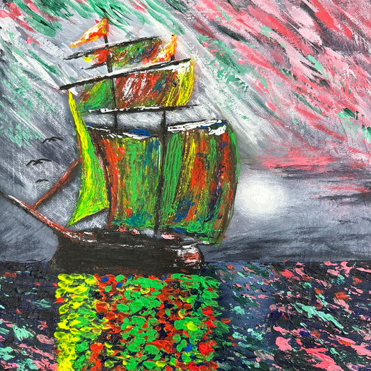 Sailing Through Colorscapes Acrylic Painting