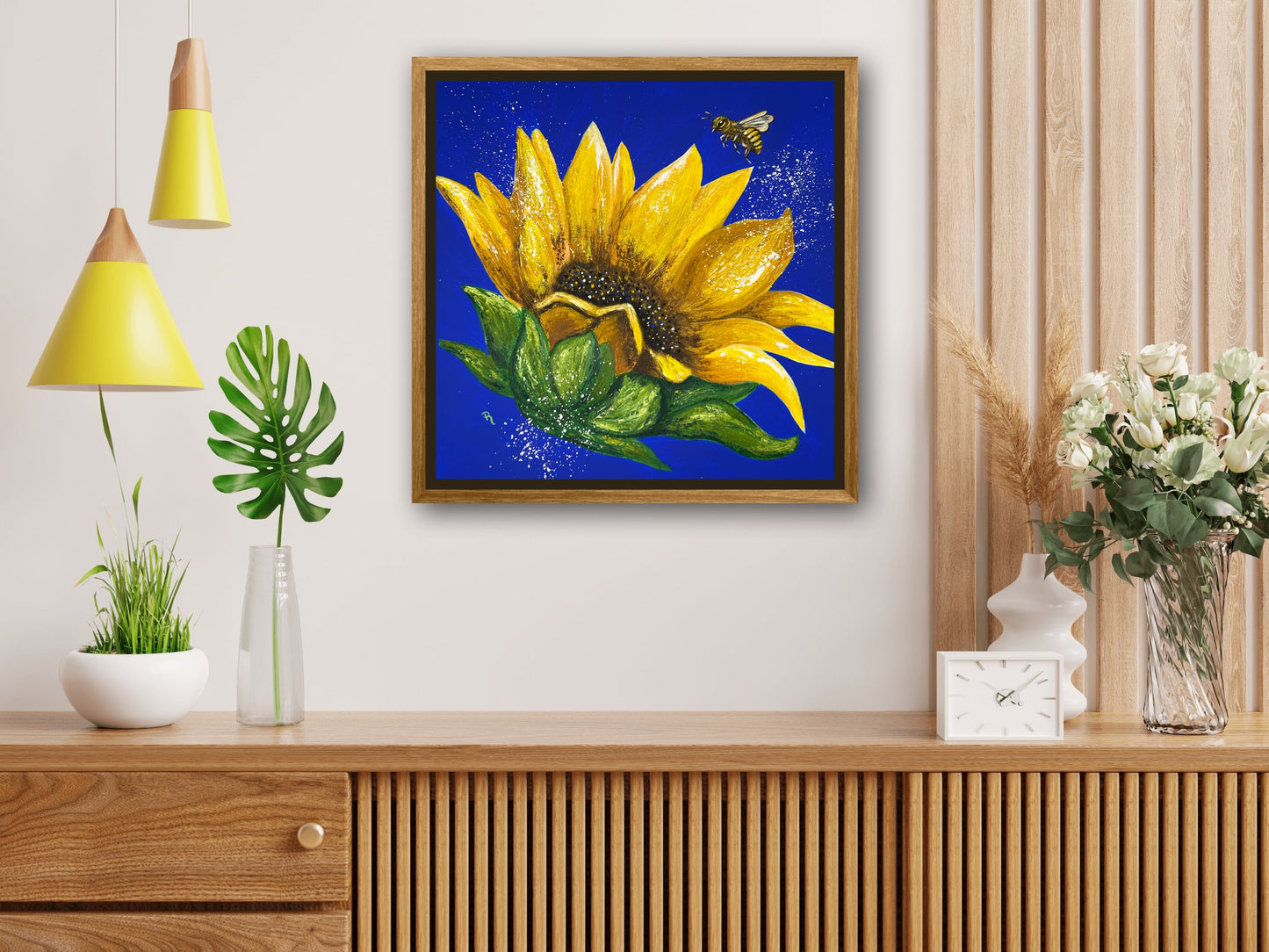 Sunflower's Bee Ballet Acrylic Painting