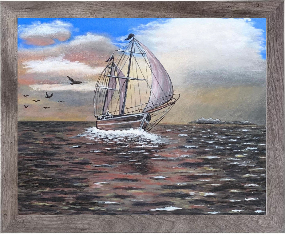 Sailboat in a Storm Acrylic Painting