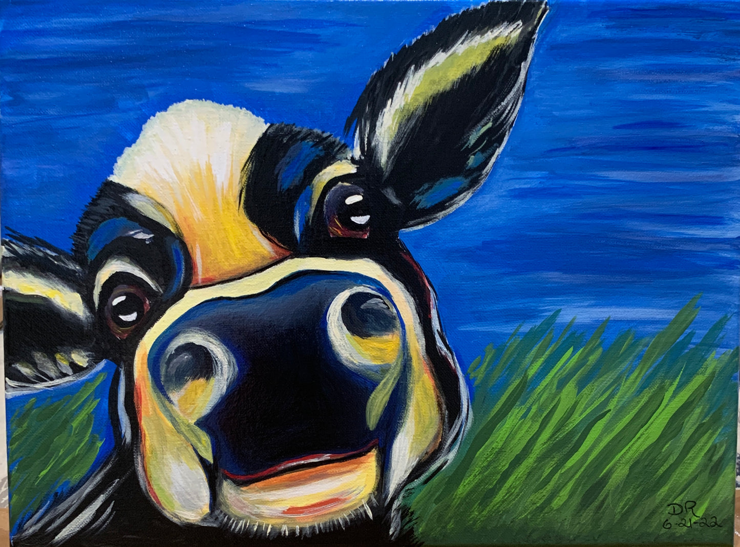 Hello Cow Acrylic Painting