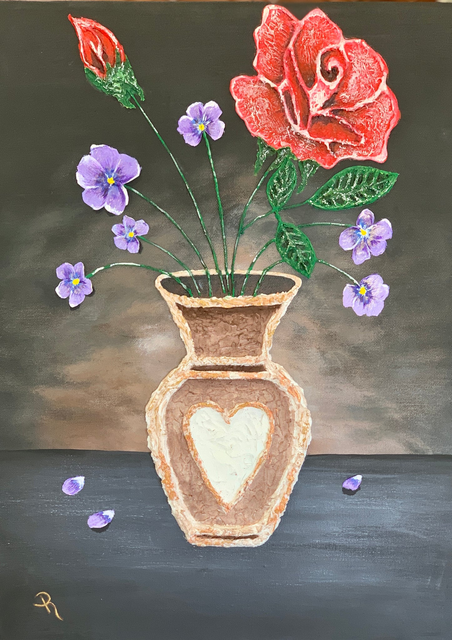 Roses Are Red, Violets Are Blue Mixed Media Acrylic Painting