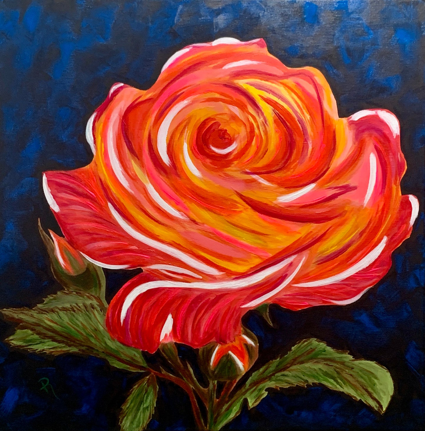 Confused Beauty Rose Flower Acrylic Painting