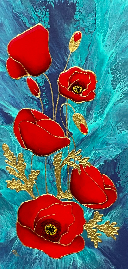 Red Poppies Acrylic and Resin Painting