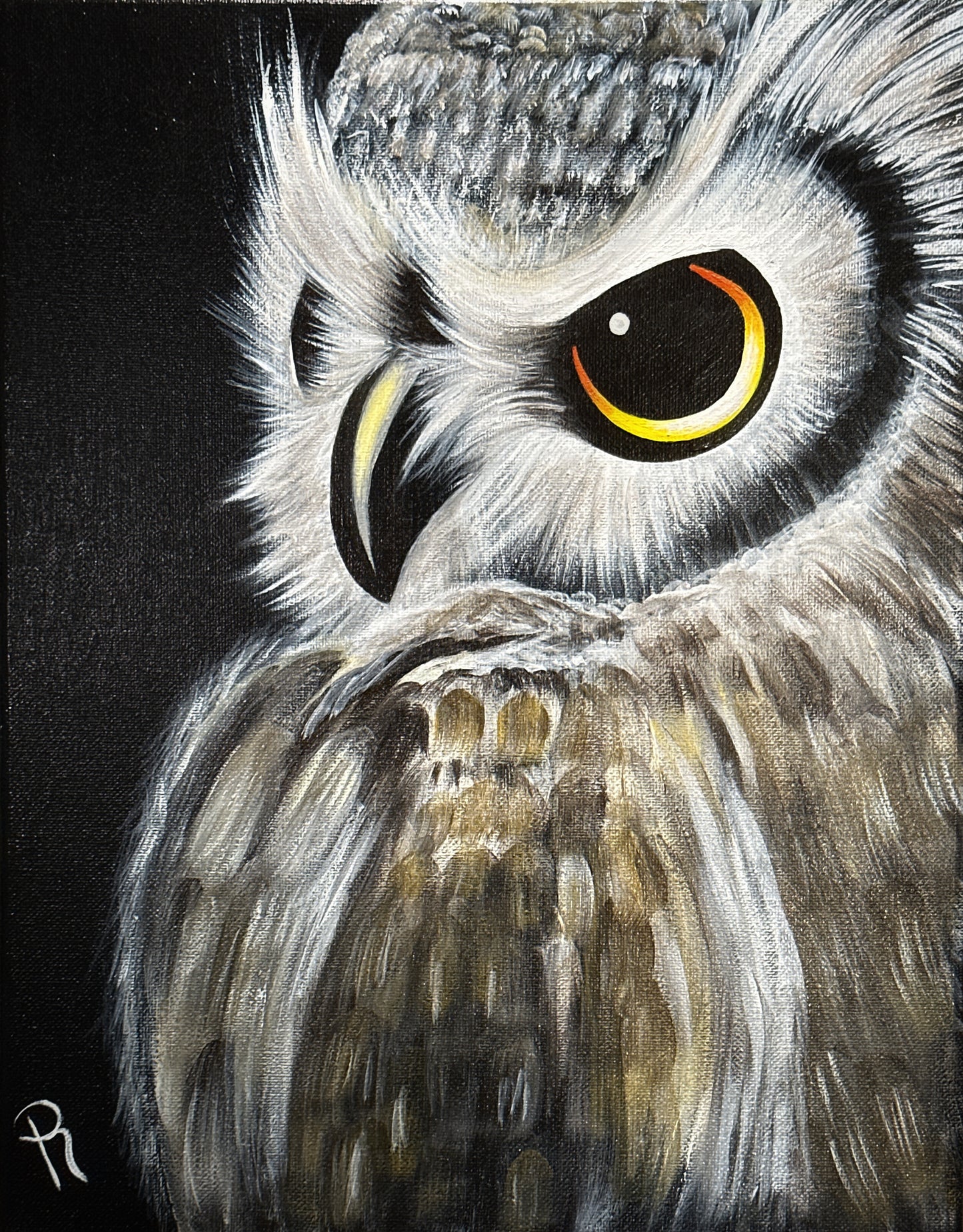 Midnight Owl Acrylic Painting