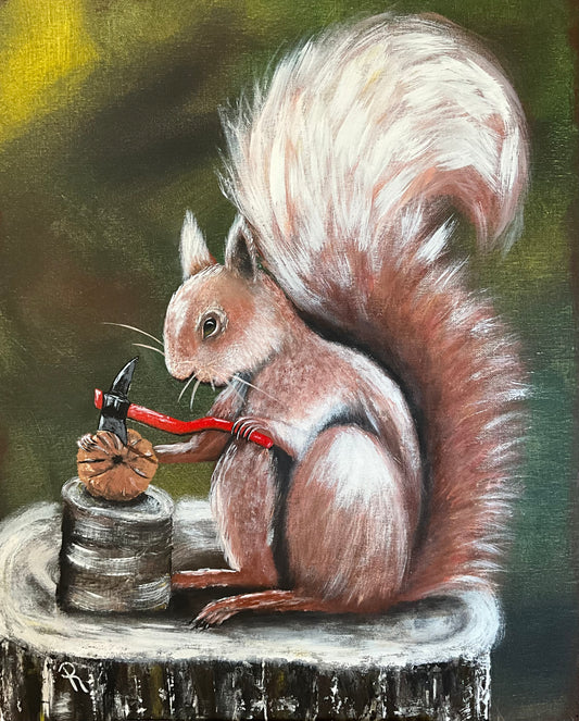 Desperate Squirrel Acrylic Painting