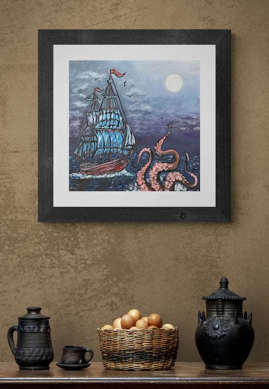 The Curious Kraken Acrylic Painting