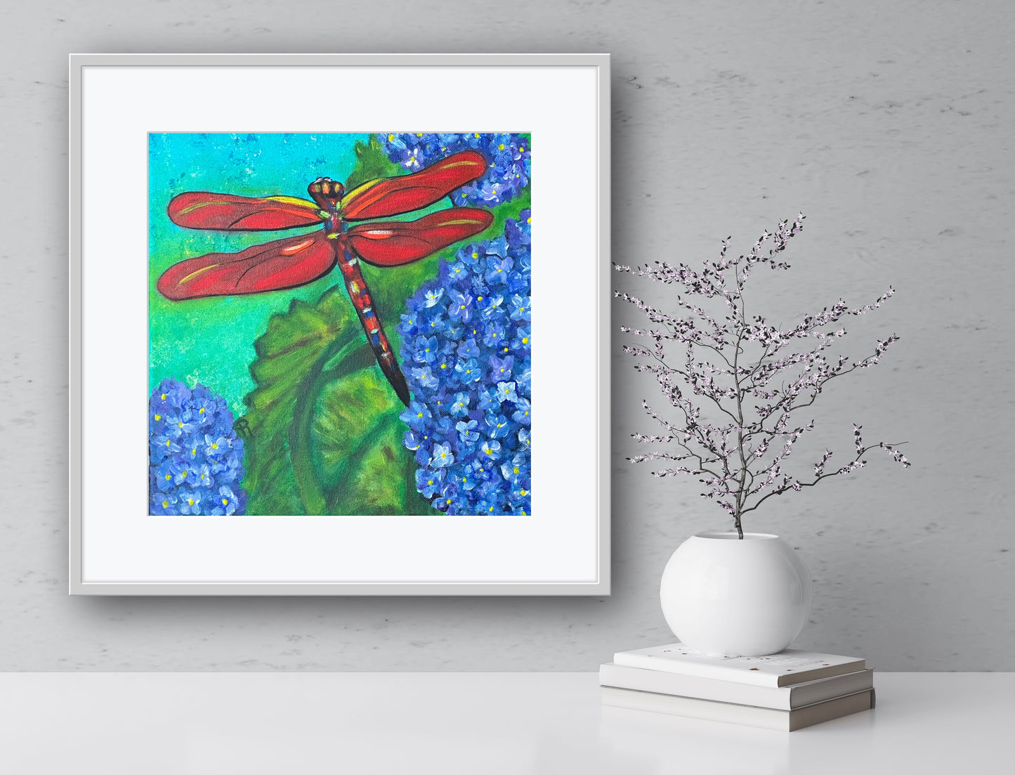 Red Dragonfly Acrylic Painting