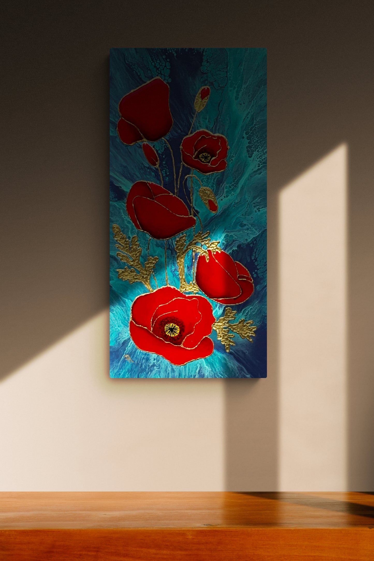 Red Poppies Acrylic and Resin Painting