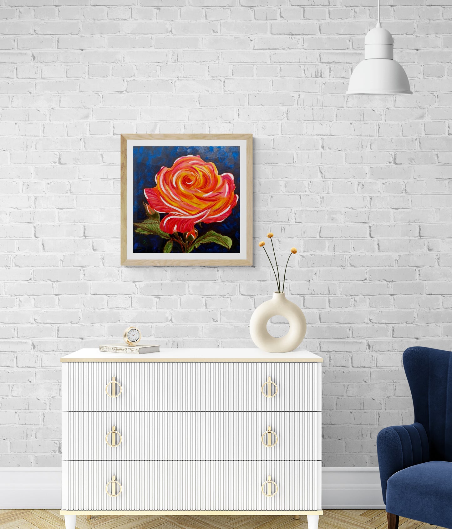 Confused Beauty Rose Flower Acrylic Painting