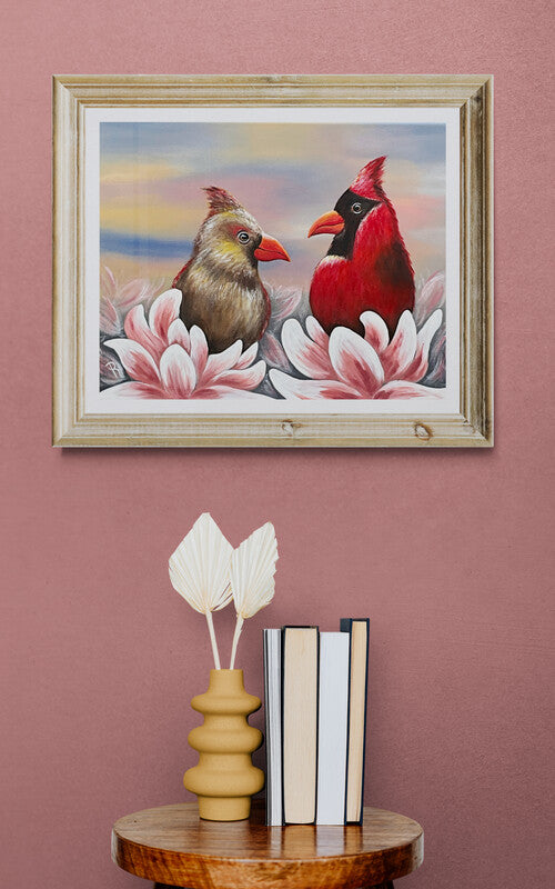 Spring Cardinals Acrylic Painting