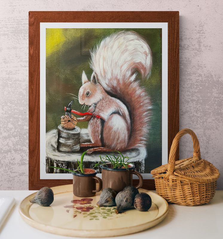 Desperate Squirrel Acrylic Painting