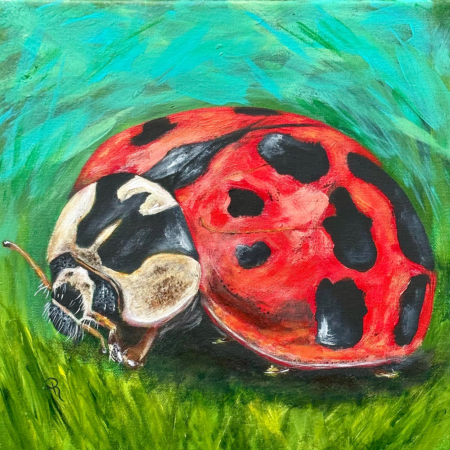 Lively Ladybug Acrylic Painting