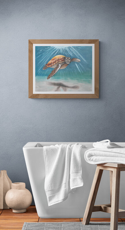 Tropical Sea Turtle Acrylic Painting