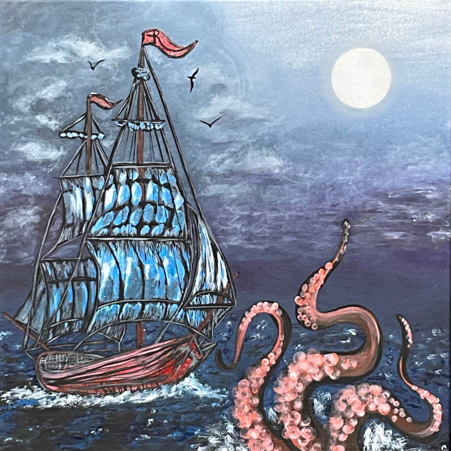 The Curious Kraken Acrylic Painting