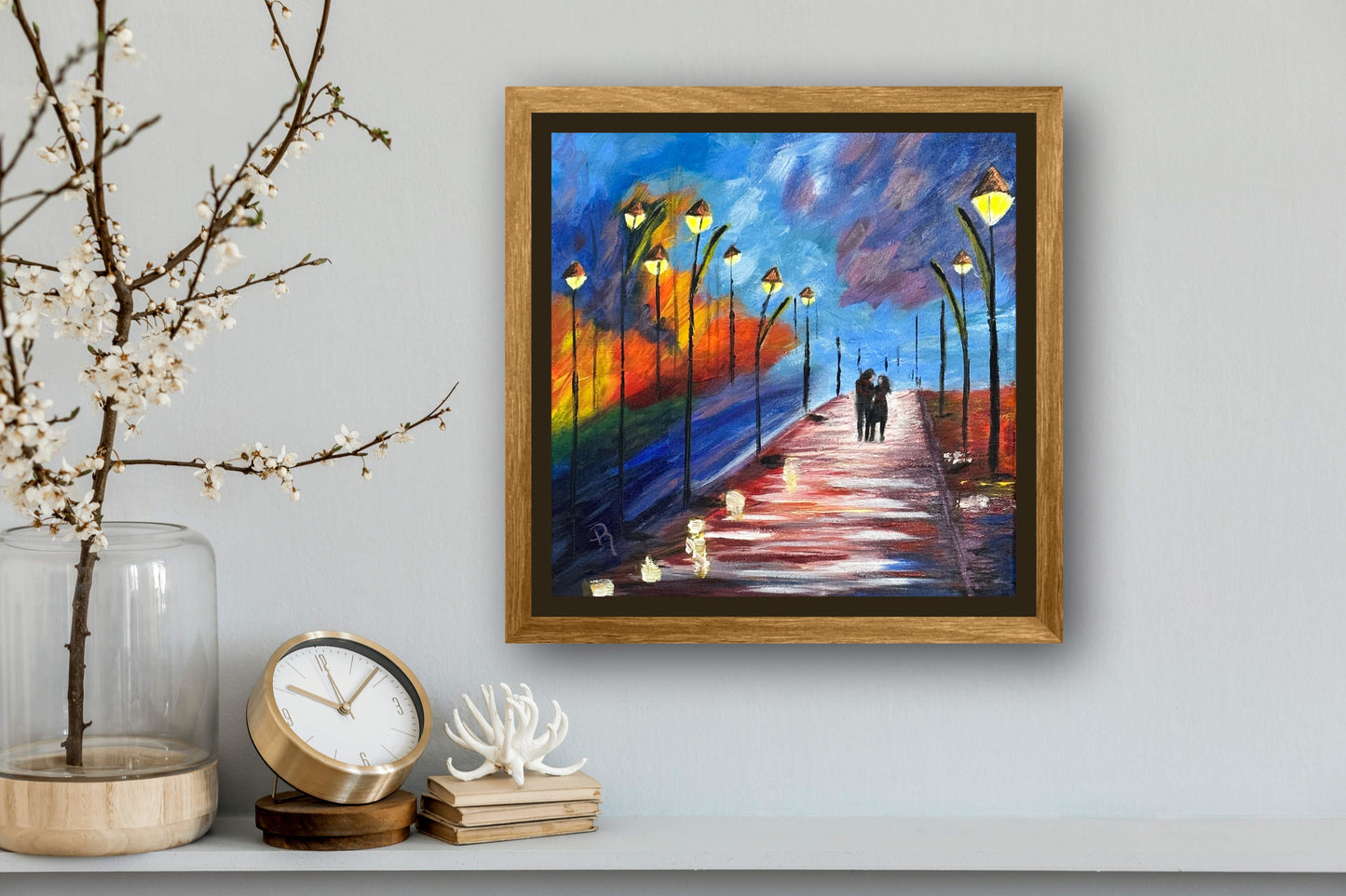 Street Light Romance Abstract Acrylic Painting